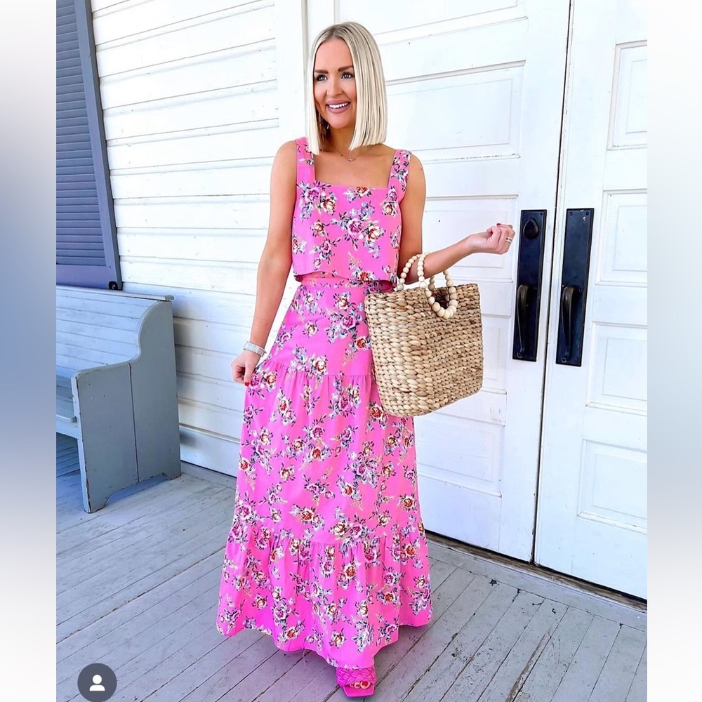BuddyLove Two-piece pink flowered set, size M